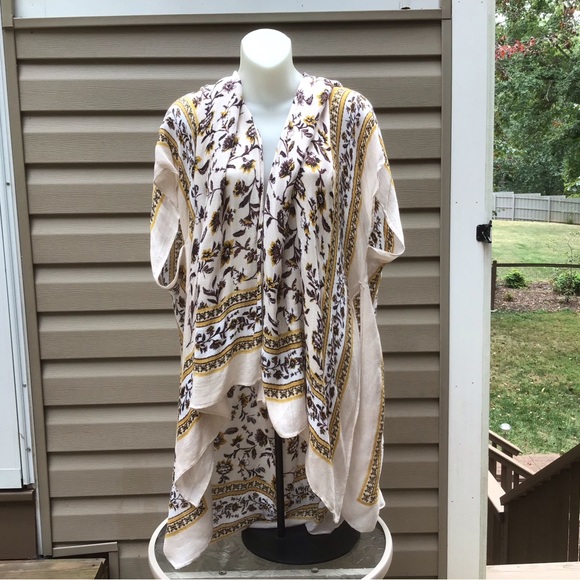 Vintage Boho Fall Pattern Open Sleeveless  Handkerchief Kimono L/ XL - Picture 1 of 12